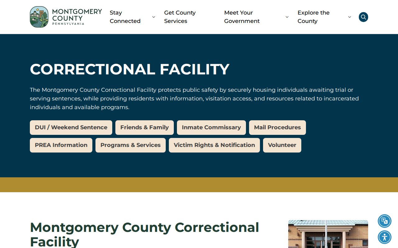 Montgomery County Correctional Facility official information page